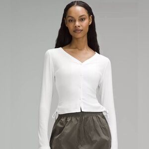 Women's Lululemon Side-Cinch Ribbed Cardigan White Size 6
